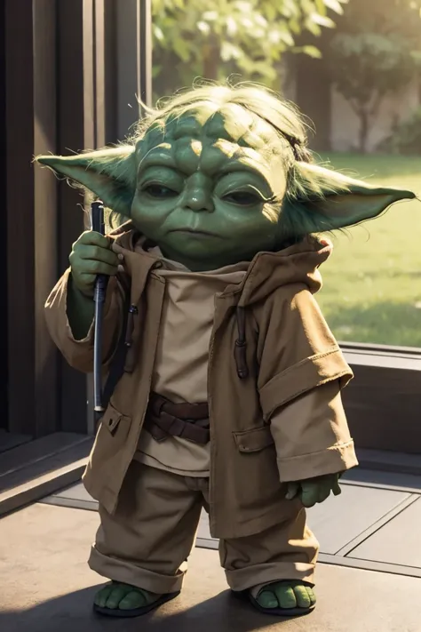 short yoda with a full head of shaggy thick hair