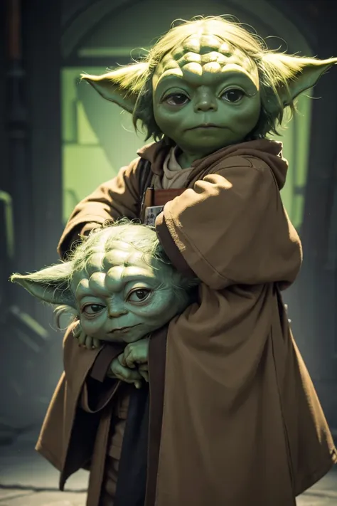 short yoda with a full head of shaggy thick hair