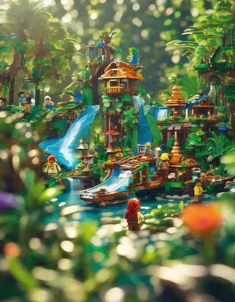 best quality, very good, 16K, ridiculous, Very detailed, Jungle Adventure，Made of Lego, （（Destruction of cities））（（A masterpiece full of fantasy elements）））， （（best quality））， （（Intricate details））（8K）