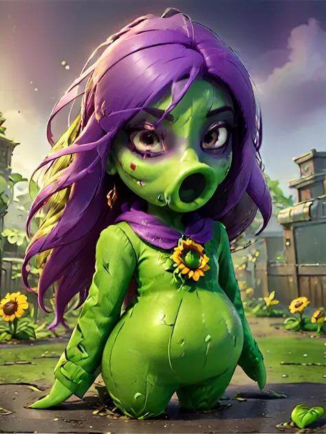 female peashooter(plant vs zombie), thick lips