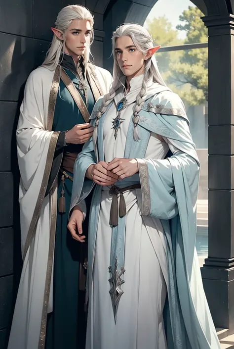 tall, handsome, statuesque, manly, adult lee pace in the image of king thranduil, platinum blond, king of the elves, he has long...