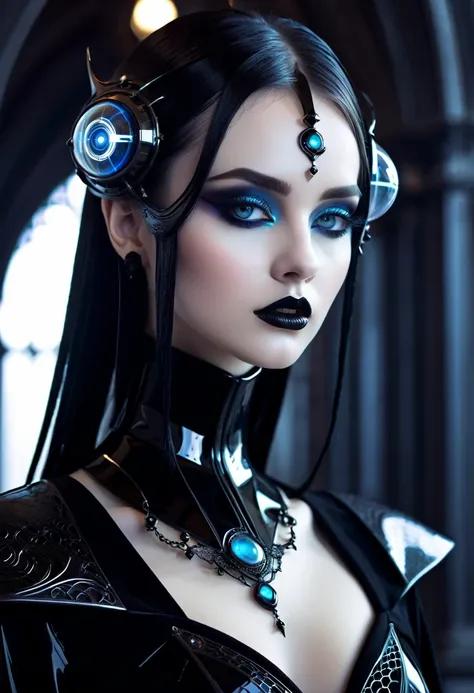 Beautiful neofuturistic woman, Same Ol’ Mistakes in the style of gothic fantasy,  --ar 9:56