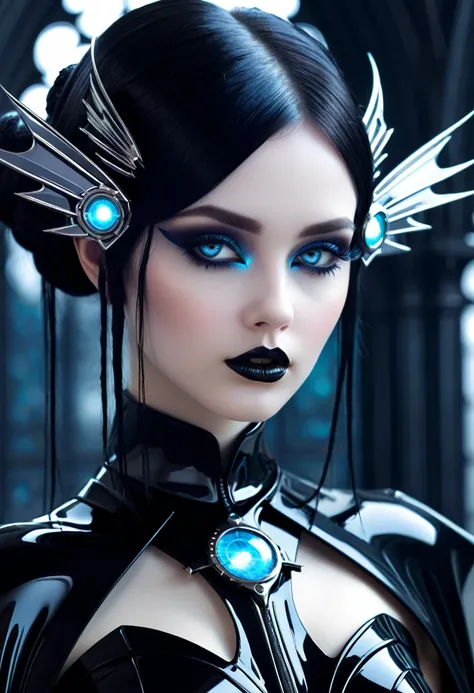 Beautiful neofuturistic woman, Same Ol’ Mistakes in the style of gothic fantasy,  --ar 9:56