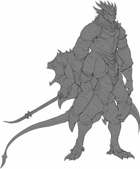 a cartoon drawing of an anthropomorphic dragon, fantasy character complexo, sharp arte linear, detailed full-body concept, noble clothes and sword, fantasy character, clean arte linear, thick black arte linear, official character illustration, conceito de ...