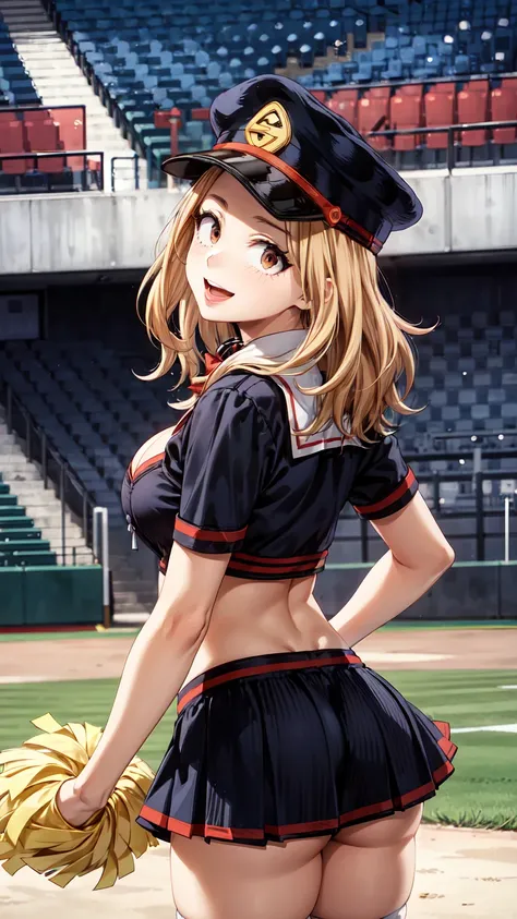 masterpiece ,best quality , high resolution , (1 girl solo:1.38) , (camie, long hair, brown hair, brown eyes, peaked cap , lipst...