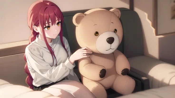 hand, hand, long hair, รอยsmile, smooth, small breasts, (yellow eyes:1.2), braid, red hair, braided ponytail, big eyes,นั่วHug a teddy bear,sexy,full body,Sitting position,Hug a teddy bear,smile,อ่อย
Take a break shirt, long sleeve, white shirt, dress shir...