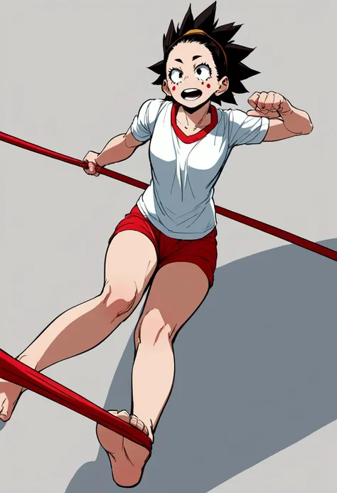 ochaka from my hero academia , fullbody, no socks, tug of war sport, leaning back ,perspective .