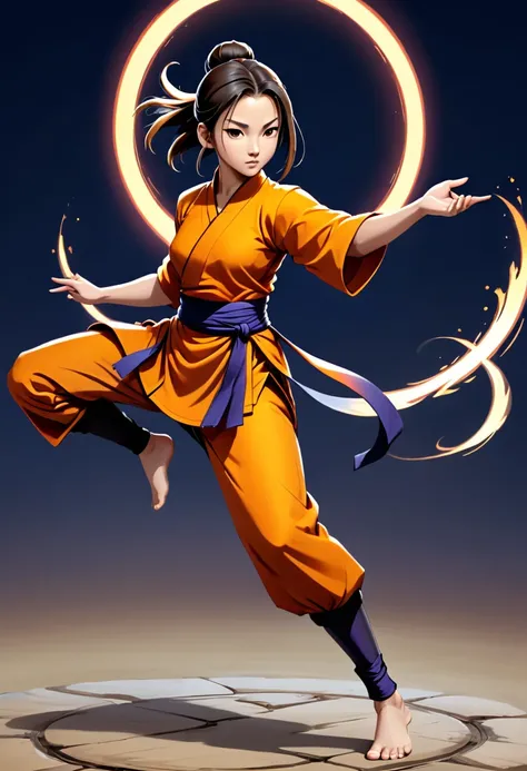 ((masterpiece, best quality, very high quality, 1080p, full_body visible)), solo girl, female monk, martial art.