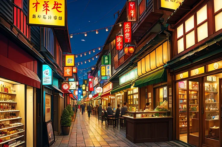 (masterpiece, Highest quality, Highest quality, Official Art, beautifully、aesthetic:1.2), Chill-out bar counter,Stylishな風景、City of night、Night Scenery、bustling street、Adult atmosphere、Stylish、 Very detailed,Most detailed, Optical Hybrid, Playful patterns, ...