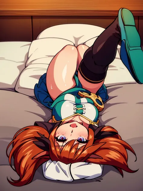 1 solo milf,in fire_emblem:_genealogy_of_the_holy_war style,(umamusume),horse_ears,(horse_tails from top_of_hip:1.4),BREAK,
in heat,orgasm,afterglow,give a big yawn,large breast,
crotch focus,on back,on the bed,
legs up,squatting,M-shaped spread legs,open ...