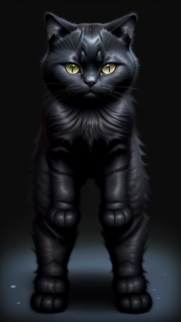 Black cat,Scottish Fold,Real,Standing with your legs apart
