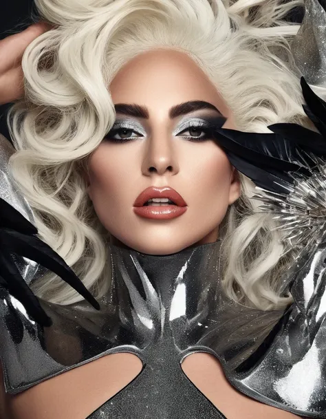 Photo taken by LADY GAGA , With Details, , With Details , Accessories , victoria secret angel inspired dress. extravagance, race track, best qualityer, realisitic, realisitic, award-winning illustration, (Highly detailed texture of face and skin), (whole b...