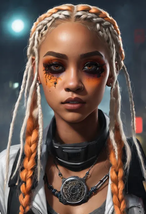 Can I get a beautiful light skin girl  with blonde braids in orange and  zombie eyes