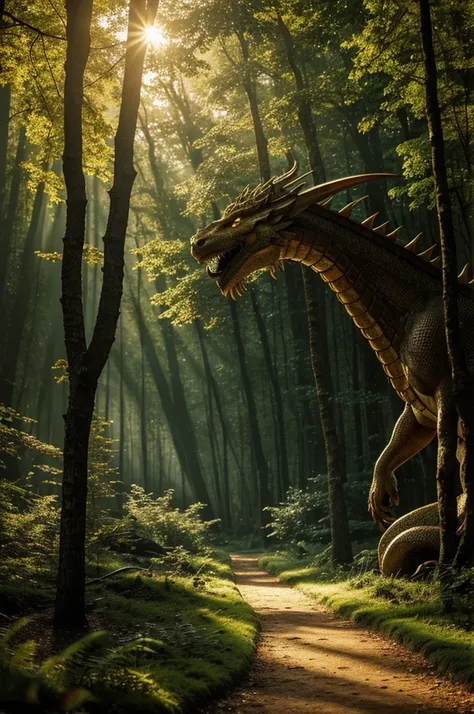 Concept: Dragons SanctuaryTheme:A majestic, ancient dragon resides in a secluded, mystical sanctuary deep within an enchanted forest. This sanctuary is a place of wonder and danger, where the natural and magical worlds intertwine.Setting:Location: Deep wit...