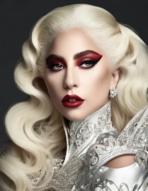 lady gaga, com um vestido listrado vermelho e branco e uma grande bengala de dolces, natalie shau, beautiful art , impressive , beautiful art , the exquisite, natalie shau tom bagshaw,  dolce, beautiful fantasy art portrait, fantasy portrait art, michael c...