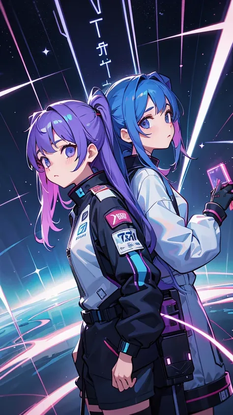 Twins of a man and a woman、Gemini、star、cyber punk、universe