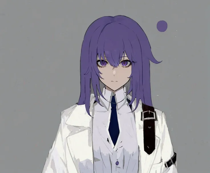 Purple Hair、Anime girl in white shirt and tie, Inspired by Okumura Tougyu, gapmoe yandere, Inspired by Masanobu Okumura, Nifepitou, ufotable art style, Hajime Yatate, portrait gapmoe yandere grimdark, ( ( Character Concept Art ) ), Produced in collaboratio...