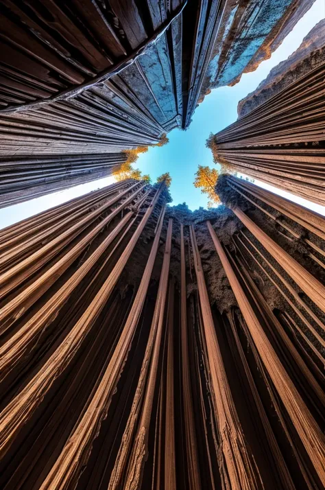 stalactites, 3-color, wide-angle screen, photographic style