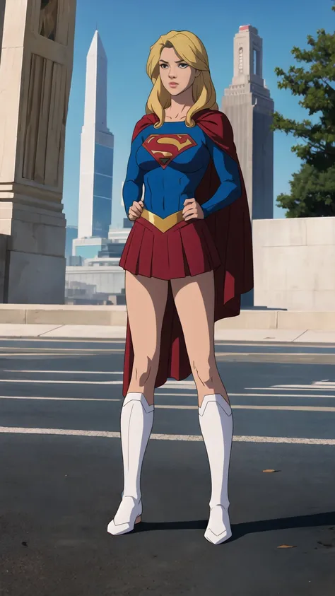 ((full body photo, standing, feet on the ground)) dc comics, supergirl,white panty