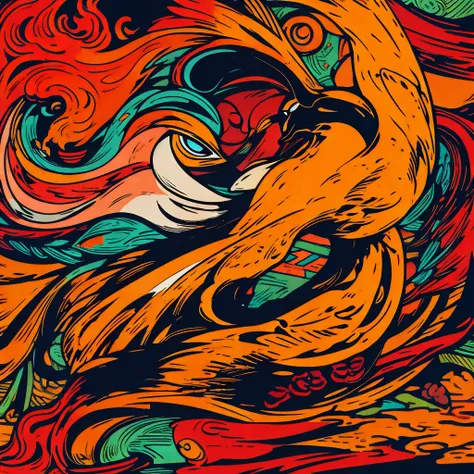 abstract phoenix with tricolor feathers
central element: an abstract phoenix rising, with its feathers transitioning through the...