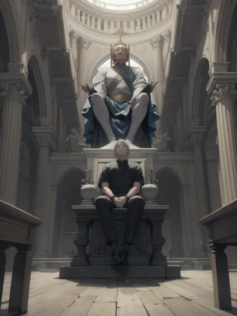 Looking up at the god of sitting posture