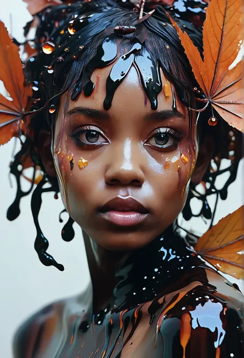 samdoesarts style a Obsidian  fairy by agnes cecile,by art Simon Stalenhag,Nicola Samori,(((Wangechi Mutu))), luminous design, pastel colours, ink drips, autumn lights,extremely detailed,masterpiece,intricate details,faded,eyes extremely detailed, high det...