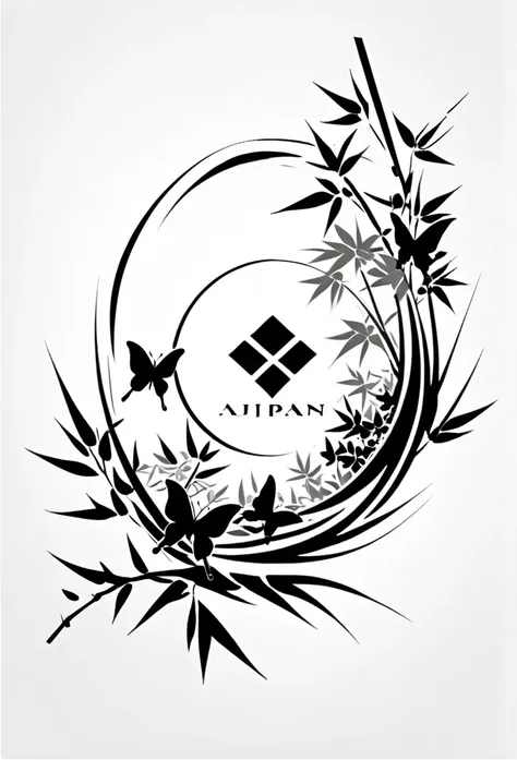 champagne label logo in japan

 a japanese-style, high-class flower garden, bamboo leaves, bamboo bushes, and a logo that looks ...