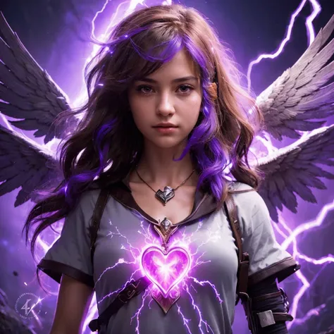 Best Quality, masterpiece, ultra high resolution, (photorealistic:1.4), 1 girl,, In the dark, deep shadow, low key, cold light, detailed skin, Pegasus Wings, thunder, Lights, reflexes, 4k, collar, amulet.