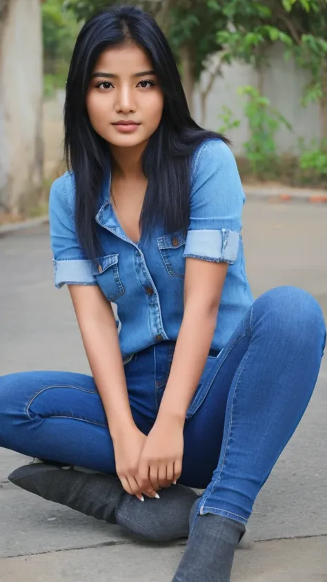 Generate 5 realistic photos of beautiful nepali Girl in top and jeans 