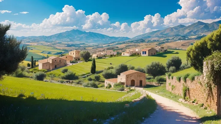 Sicilian country side on a sunny afternoon.