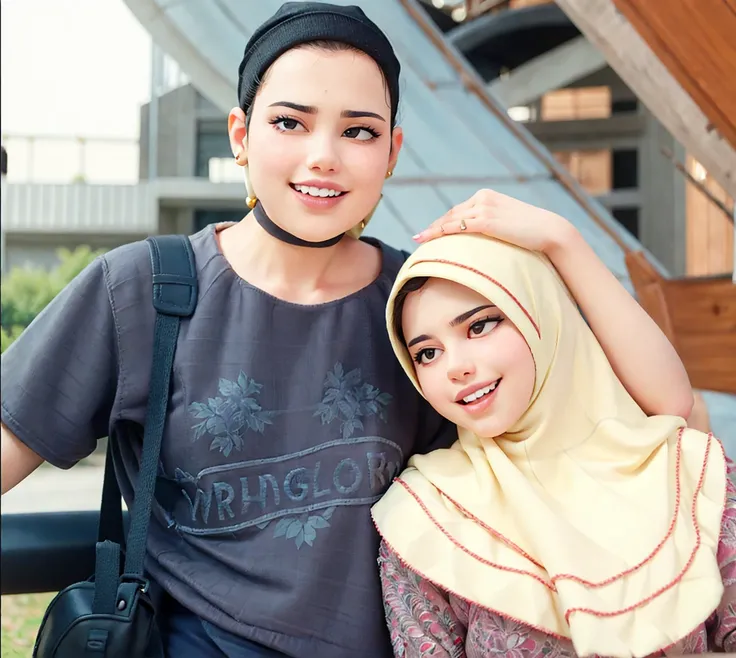 muslim young woman and a scarf at the park, instagram, hijab, protrait, picture, close up potrait, solo, casual