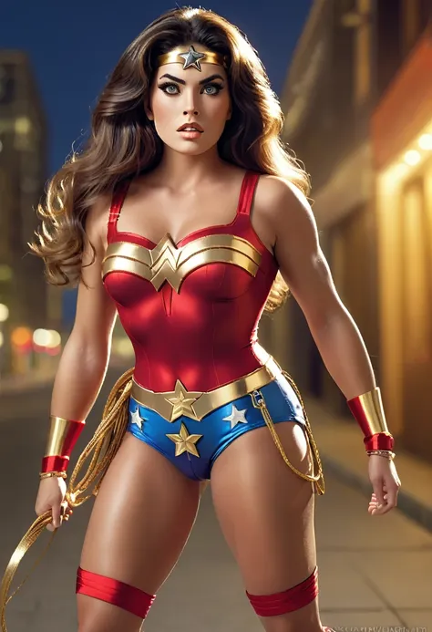 ((full body photo, standing, feet on the ground)) a beautiful sexy classic 70s wonder woman, beautiful detailed eyes, beautiful ...