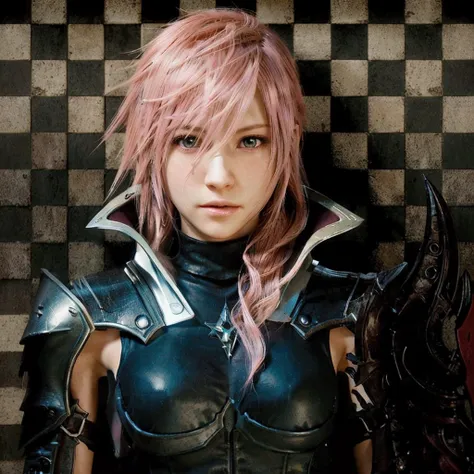 a close up of a woman with pink hair and a sword, final fantasy character, from final fantasy, from final fantasy xiii, style game square enix, final-fantasy, final - fantasy, square enix, final fantasy face, lightning, style of final + fantasy + 1 5, fina...