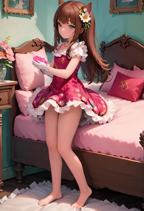 (style-princess) (1 man, 1 catgirl) (hetero, couple) (crossdressing, fully clothed) (brown hair, blue eyes) (portrait) (women's ...