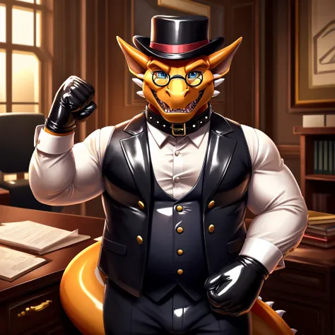 Solo, Male, fat, extremely obese, gentleman, dapper Professor Dragon, mob boss, blue eyes, (posing:1.3), (soft shading), 4k, hi res, ((detailed face, detailed)), looking at viewer, mouth wide open, dapper clothing, collared shirt with buttons, bowler hat, ...