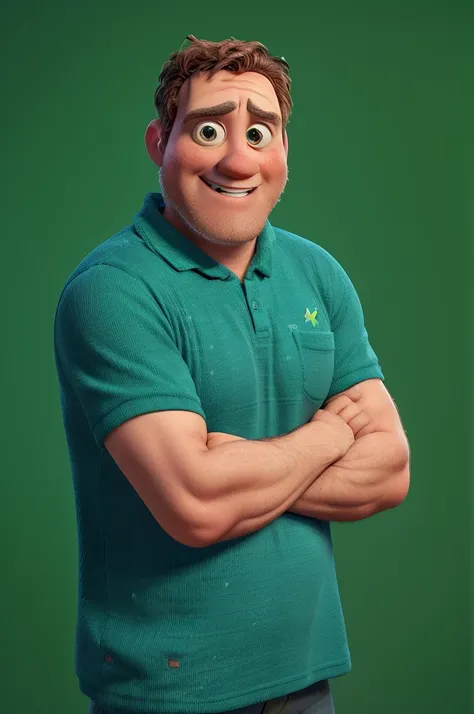 3d character, wearing green t-shirt, smiling, (Pixar-style:1.2), (CGI animation: 1.2), (Disney: 1.2), (animated cartoon: 0.2), (best qualityer, work of art, 4K, ultra detaild, sharp focus, 8k, High definition:1.2), (cf. Danny Mac 3D, por Follygon), (work o...