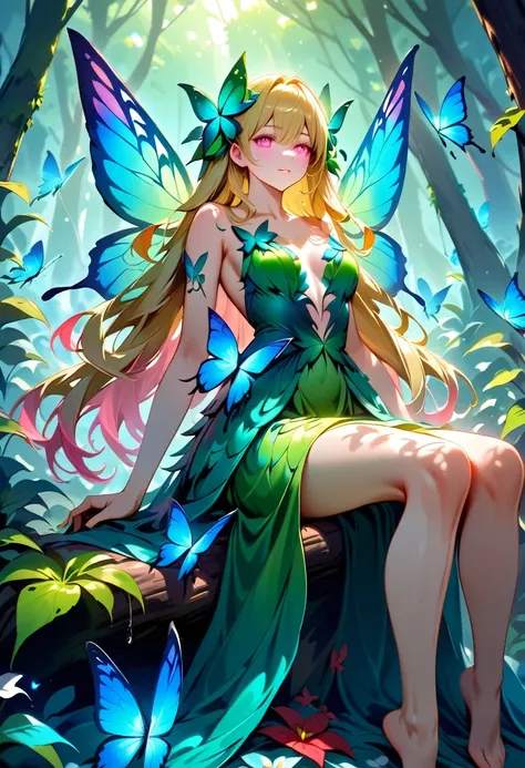 a picture of a jungle fairy, an extraordinary beautiful, elegant beauty, divine beautiful fairy, ((anatomically correct: 1.5)) s...