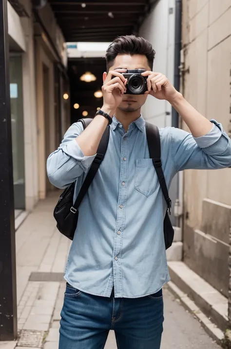 Man posing to take photo