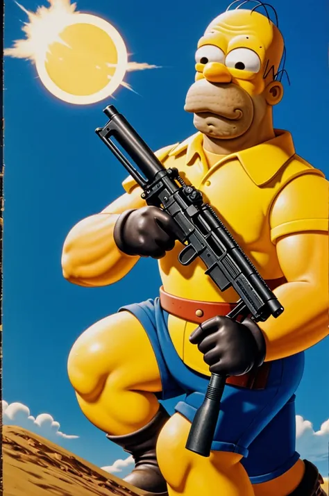 Homer with a gun 
