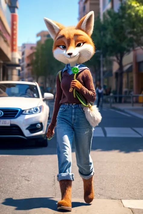 Cinamorol with the zootopia fox walking holding hands, eating ice cream