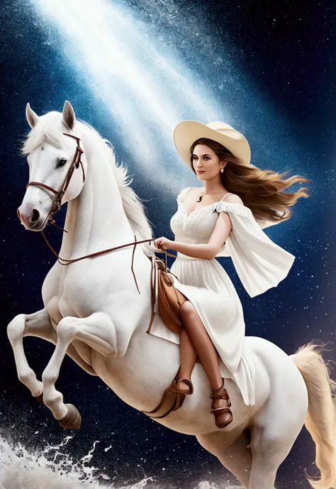 This last woman must be riding a white horse.