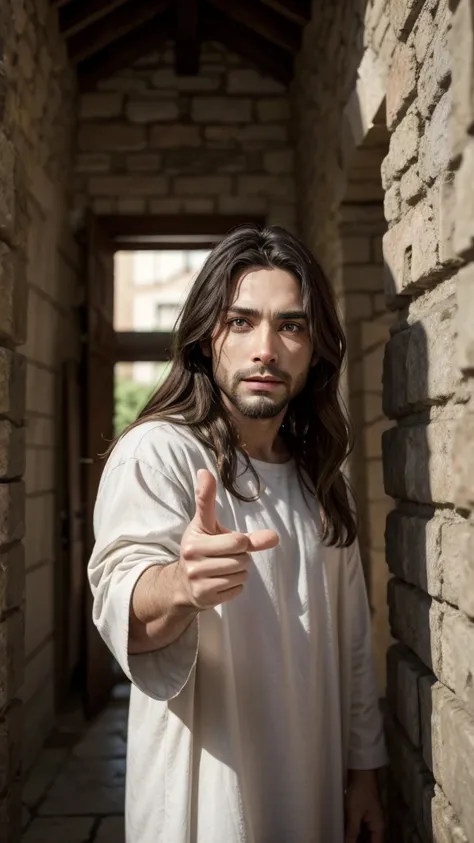 Jesus pointing the finger