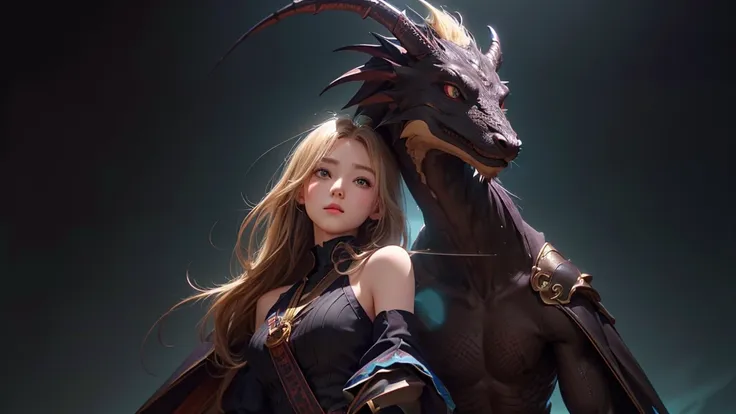 Polychrome,, night, dark, blonde, Show Viewer, In-person audience, Limited Edition Palette, Dragon Background, Shine,(Highly detailed CG Unity 8k wallpaper),(masterpiece), (Highest quality), (Vaporwave Style), (Super detailed), (Best illustrations),(Best S...