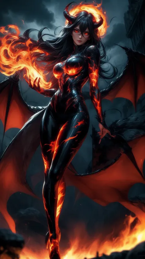 storyboard, masterpiece, highest quality, dragonlady queen, perfect demoness, long legs, hourglass fugure, bright red glowing ey...