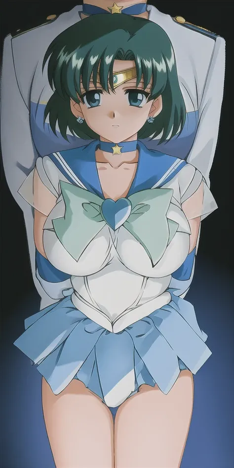 Mizuno_Which, Huge_chest, Are standing, alone, Spar SMRC_green_skirt_white_gloves_green_boots_green_star_choker_green_bowtie_green_return_bow_Circlet_heart_brooch_See through_sleeve, masterpiece, Highest quality, Detailed face, Detailed eyes, High resoluti...