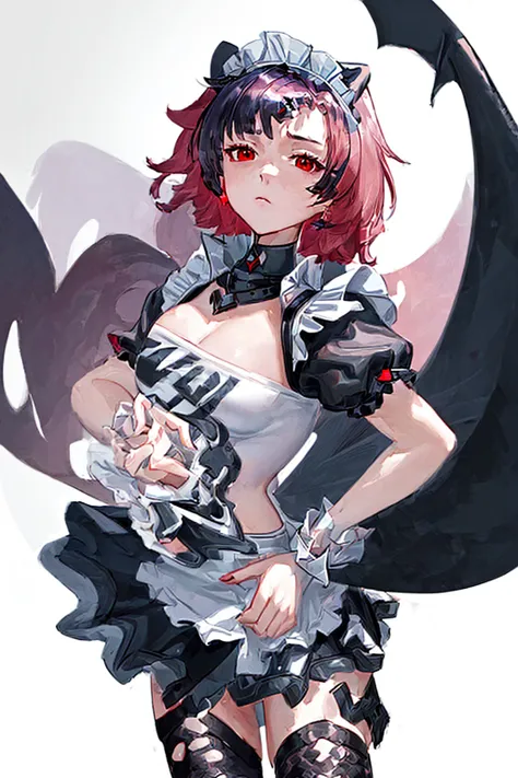 8k, best quality, masterpiece, (ultra-detailed:1.1), (high detailed skin), (full body:1.2), white background, standing, looking at viewer, (solo:1.4), hand on hip, nike, 1girl, large breasts, hair ribbon, twintails, pink hair, tube top, midriff, black shor...