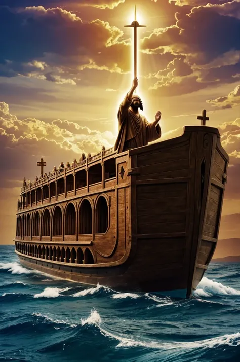 Noah praying, have a vision, an empty ark in the vision 