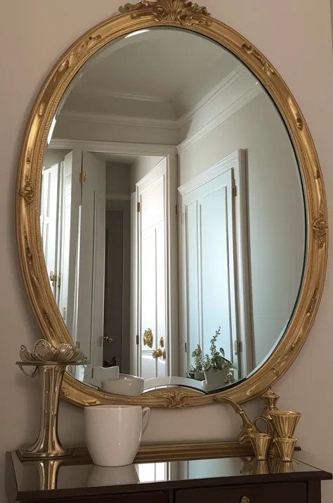 An image or illustration of a mirror with an intriguing or magical reflection.