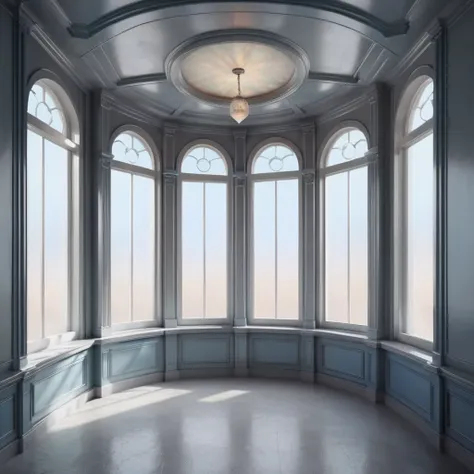 ral-opal, meahophontron, ROOM WITH WINDOWS, symmetry, FOR BACKGROUND, GRAY COLORS, blue tones,