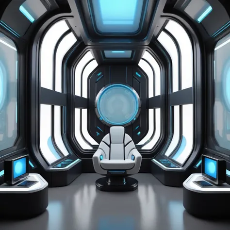 ral-opal, meahophontron, Futuristic ROOM WITH WINDOWS, symmetry, for the background, gray colors, soft black, blue tones,